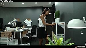 Employee Humiliates Slutty Boss Lia Lin, Making Her Squirt In Office