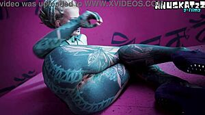 solo anal fisting - toys and plugs for tattoo girl - asshole stretching