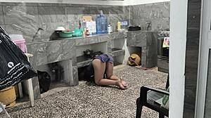 my stepsister got stuck in the kitchen while cleaning so i helped her out