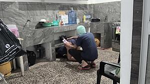 my stepsister got stuck in the kitchen while cleaning so i helped her out