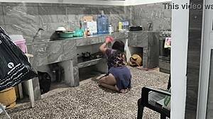 my stepsister got stuck in the kitchen while cleaning so i helped her out