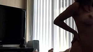 Hey, check out this asian with big tits riding a cock!