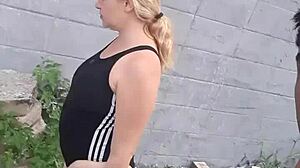 Blonde couple Alecxander engages in suggestive video call with big assets