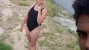 Blonde couple Alecxander engages in suggestive video call with big assets