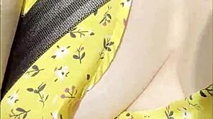 Wifey flashes her perfect big tits while driving in the car, getting all exhibitionist outdoors!