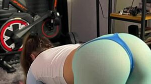 working out in see-through leggings