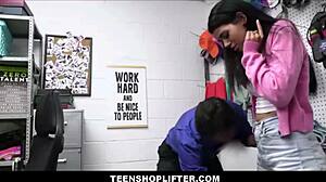 Cute Brunette Teen 18+ Shoplifter Avoids Jail by Fucking Big Cock Security Guard