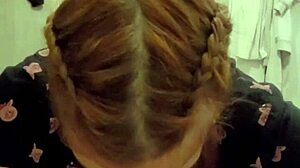 My redhead roommate grabbed my cock for a quick blowjob, spat cum back