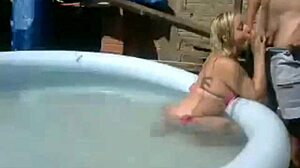 blonde shows off webcam fucking in favela pool for creampie!
