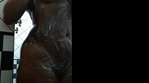 This hot latina brunette shows off her big ass in the shower