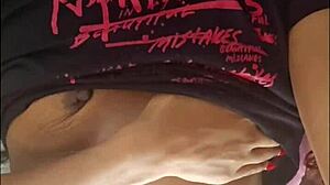 Ebony Beauty's Homemade Masturbation Session with Natural Tits