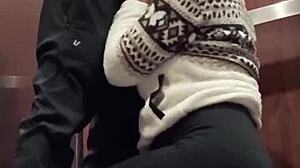 Horny after the bar, we fucked in the elevator! 😏 Caught giving blowjob.