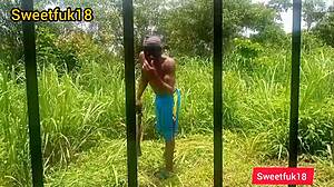 Oh man, my neighbor's pussy was so hungry in the garden!