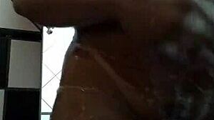 This hot latina brunette shows off her big ass in the shower