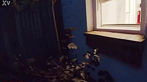 翘臀蓝眼睛美女第一次在淋浴中闪现，邻居偷窥湿漉漉的浴室动作