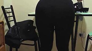 she came in transparent leggings and thong