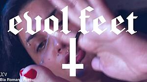 naughty feet get licked in bdsm bondage session