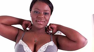 danielle ried's ebony lips wrap around big white dick in pov blowjob, swallowing cum