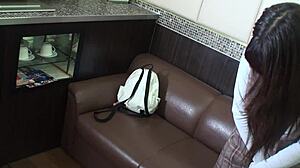 Wow, stunning Japanese beauty squirts and screams during wild pussy licking!  