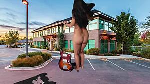 Stripping And Masturbating In Parking With Big Cock