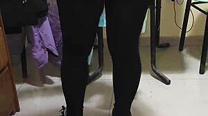 she came in transparent leggings and thong