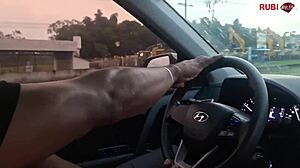 Wife fucked by big black cock outdoors, husband unaware in cuckold humiliation.