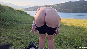 Thick Blonde with Big Ass and Blue Eyes Enjoys Outdoor Adventure