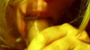 Watch this cougar deepthroat and get fucked in the car, cumshot on her tits. Who's watching?