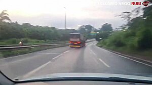 Wife fucked by big black cock outdoors, husband unaware in cuckold humiliation.