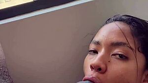 I suck stepbrother's cock during video call with boyfriend 😏