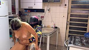 Naughty Wife Naked At Door Fucks Water Guy.