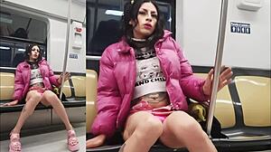 exhibit of guarrita in putifalda showing off her bragas in crossdressing style