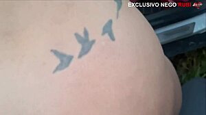 Wife fucked by big black cock outdoors, husband unaware in cuckold humiliation.