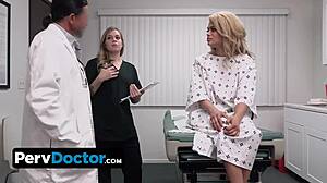 Pervdoctor exam turns wild with babe fingered and fucked by nurse and doc