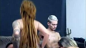 redhead with dreads rides friend while wife sucks me