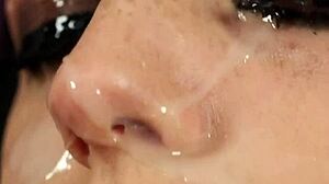 Nasty Babe Gets Sperm Load on Face Sucking All Sperm