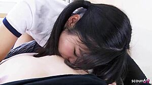 petite asian teen seduces old guy to pov creampie fuck in jav