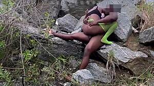 Milf Seduced the Tourist Guard, Bent Over for Bisexual Fucking on the Rock