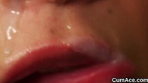 Nasty Babe Gets Sperm Load on Face Sucking All Sperm
