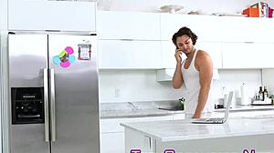 Blonde teen's cunt spills creampie after sucking and fucking big cock