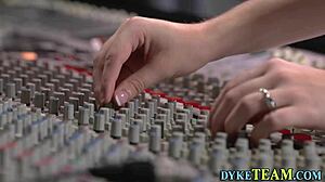 lesbian domina gets licked by teen babe with strapon