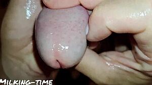 dirty wife tickles and milks monster cock with handjob in femdom session