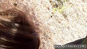 big tits ebony takes white dick and bbc in outdoor doggystyle action