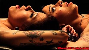 Tied up lesbian bondage babes punished in garage by mistress with domination and bdsm