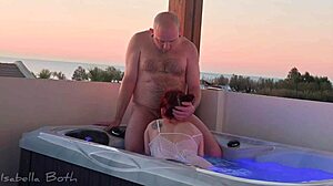 Redhead Gives Blowjob In Hot Tub