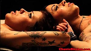 Tied up lesbian bondage babes punished in garage by mistress with domination and bdsm