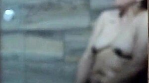 Arriving home, spying on sister-in-law shaving before bath, she gets excited and masturbates