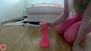 Solo blonde cowgirl samantha rone rides her dildo in her bedroom.