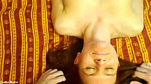 Girl next door gets tits massaged with olive oil