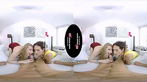 Guy pays two shemales for bold group fucking